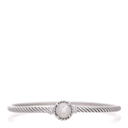 David Yurman Sterling Silver Pearl 3mm Chatelaine Bracelet 1 of 4