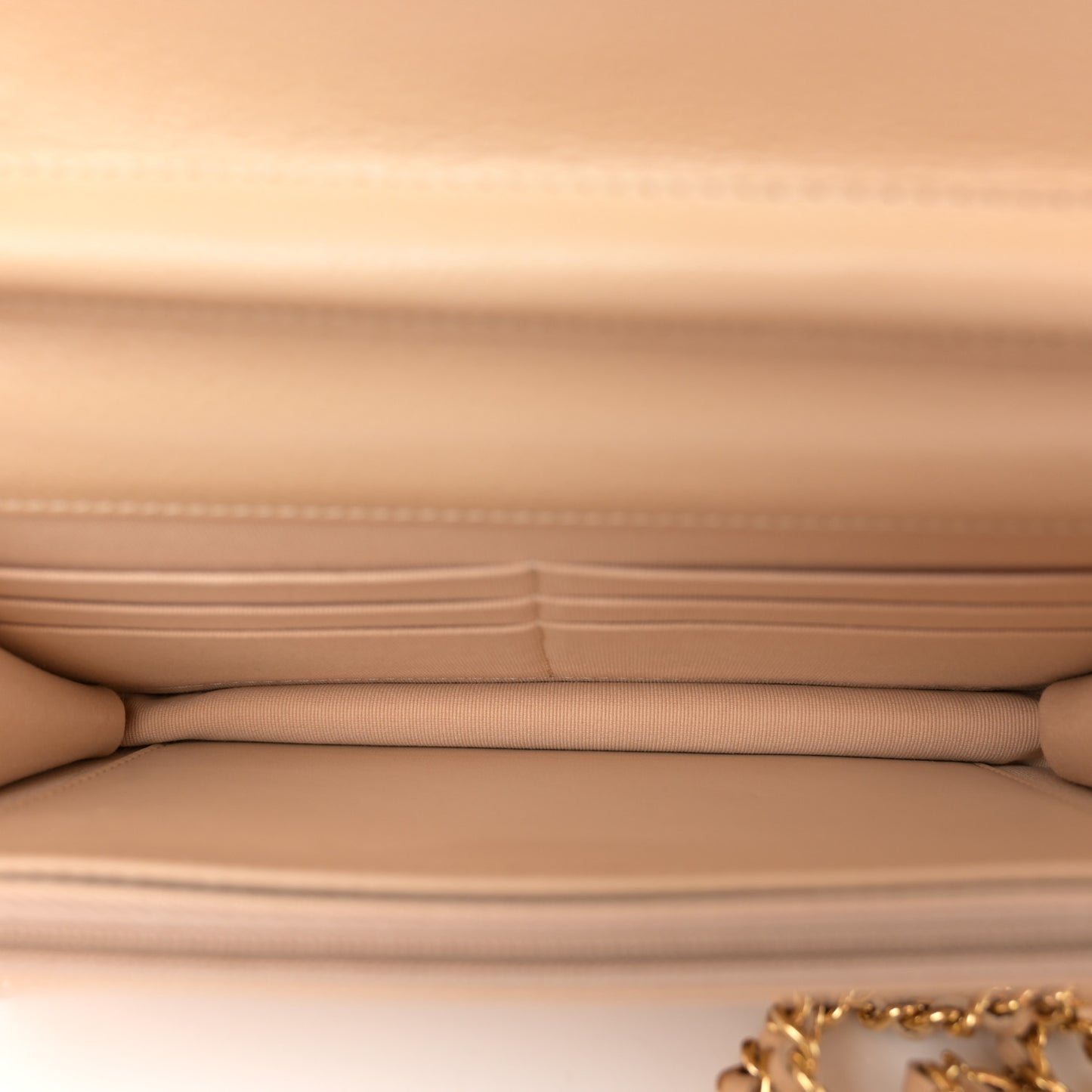 Caviar Quilted Wallet On Chain WOC Beige