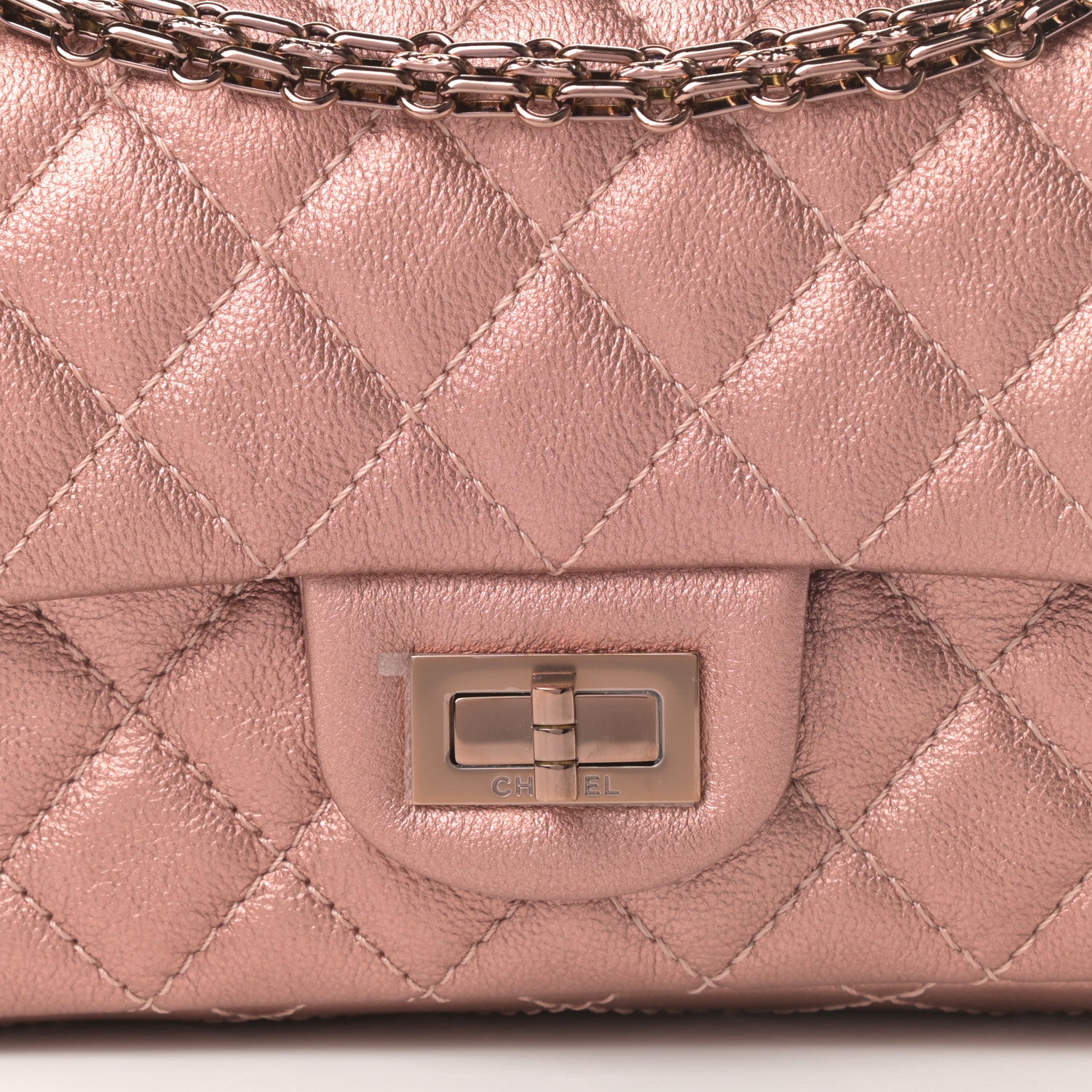 Chanel Metallic Grained Calfskin Quilted 2.55 Reissue Mini Flap Copper Pink 8 of 12