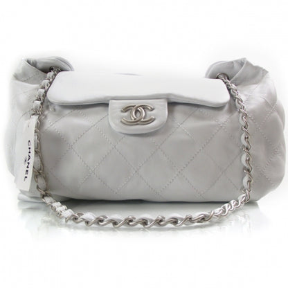 Chanel Leather Quilted Flap Hobo White 1 of 10