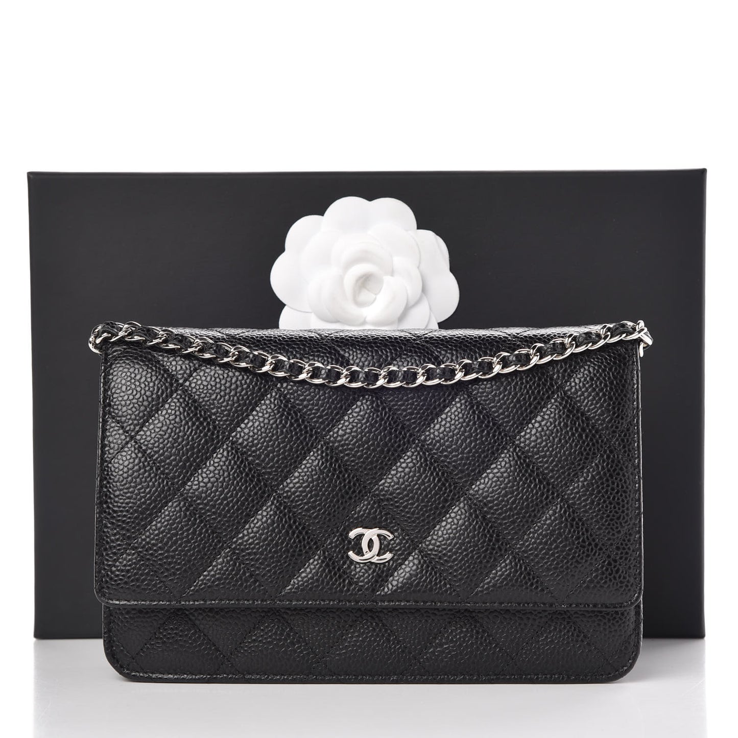 Caviar Quilted Wallet On Chain WOC Black
