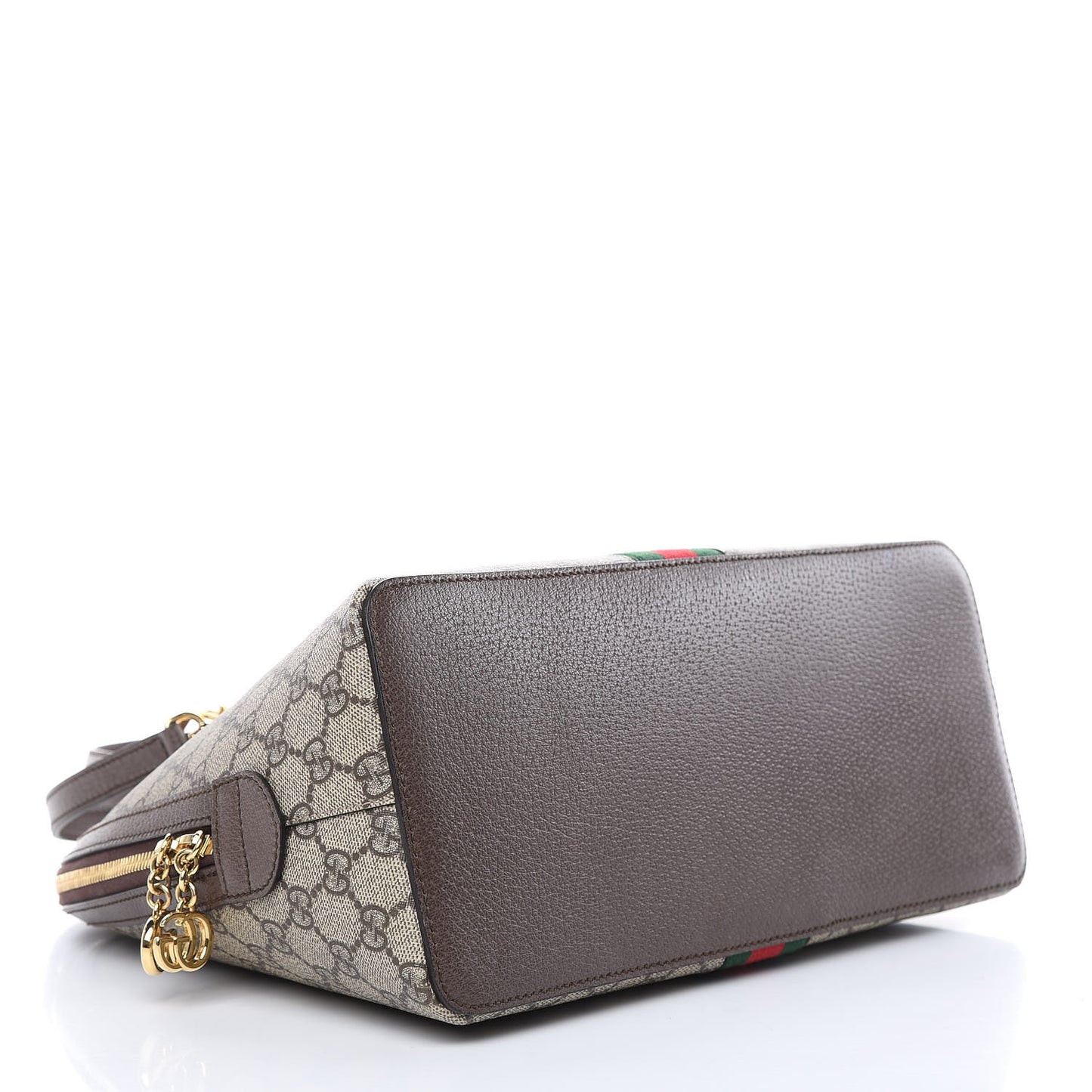 GG Supreme Monogram Web Medium Ophidia Top Handle Dome Bag Brown