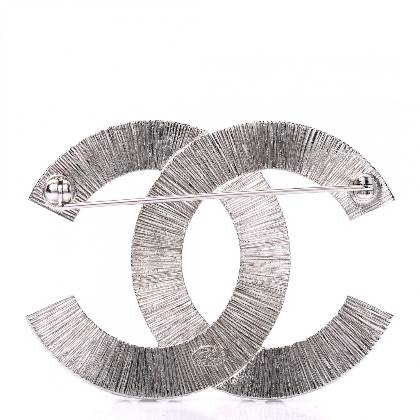 Baguette Crystal CC Brooch Silver