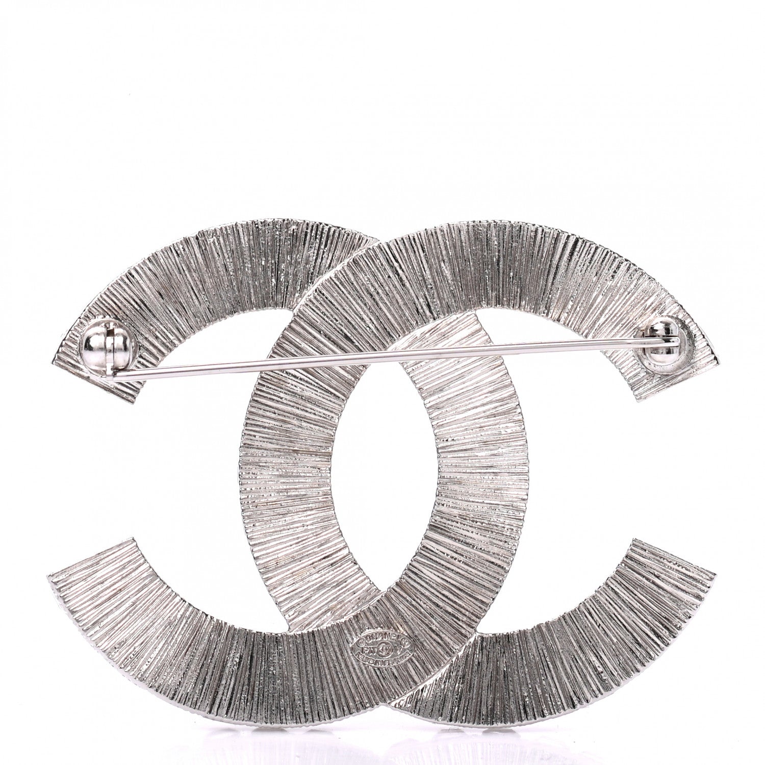 Chanel Baguette Crystal CC Brooch Silver 3 of 4