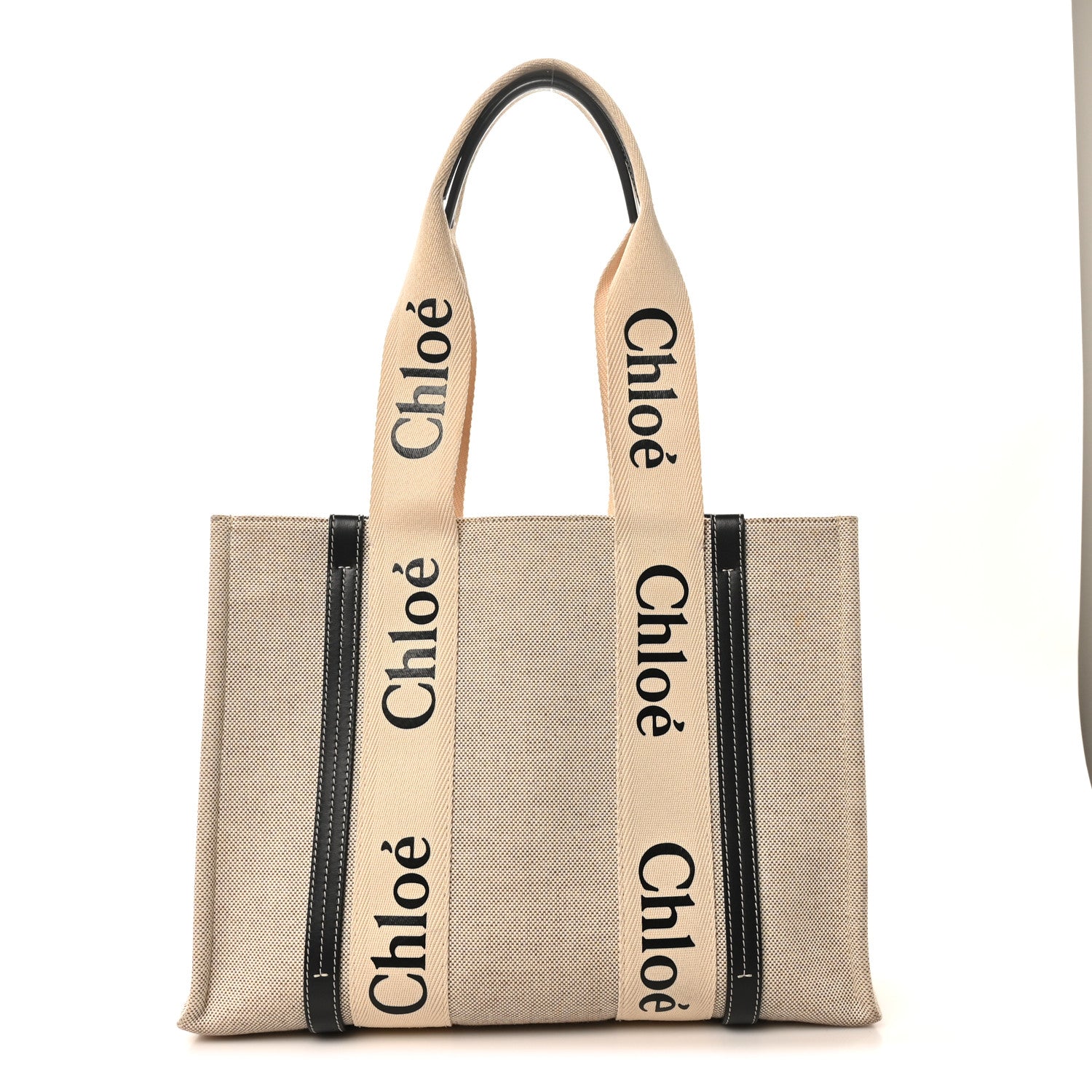 Chloe Cotton Calfskin Medium Woody Ribbon Tote White Blue 1 of 10
