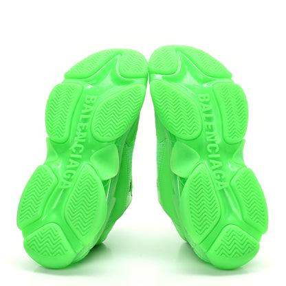Balenciaga Fabric Mesh Clear Sole Womens Triple S Sneakers 39 Fluo Green 5 of 6