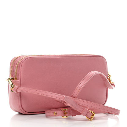 Miu Miu Goatskin Madras Double Zip Crossbody Bag Rosa 2 of 4