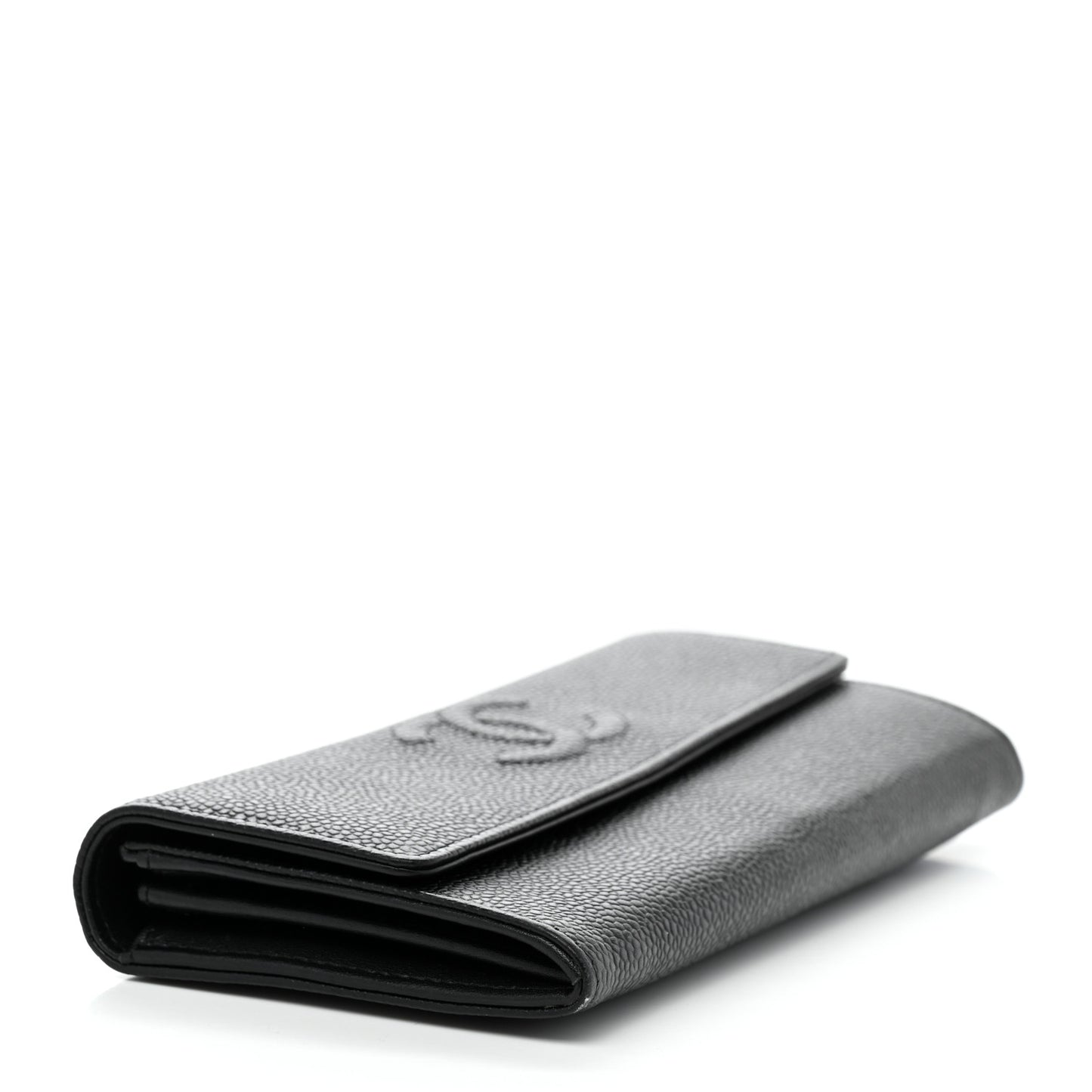 Caviar Timeless CC Large Gusset Flap Wallet Black