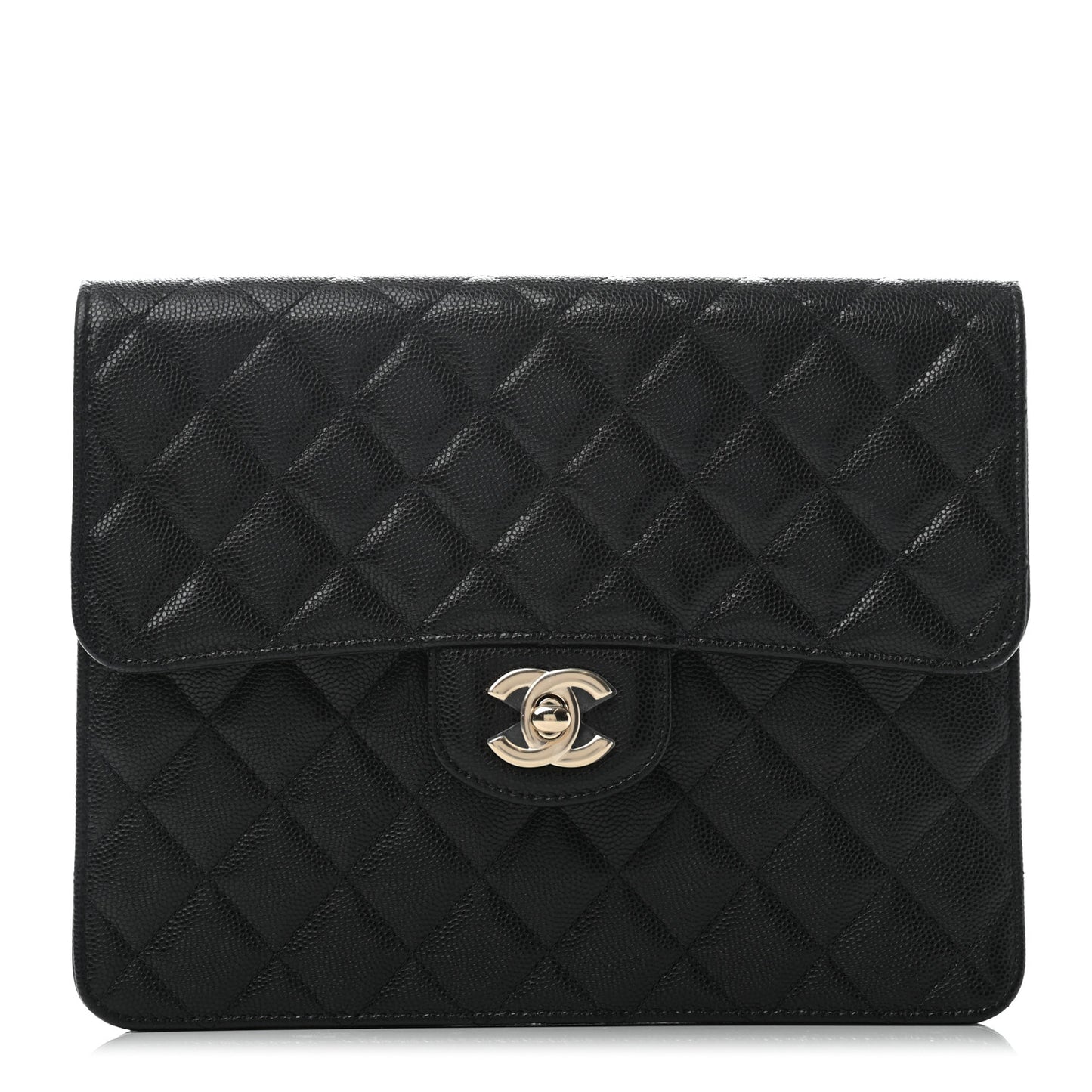 Caviar Quilted Square Flap Clutch Black