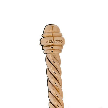 David Yurman 18K Yellow Gold Diamond 3mm Cablespira Bracelet 3 of 4
