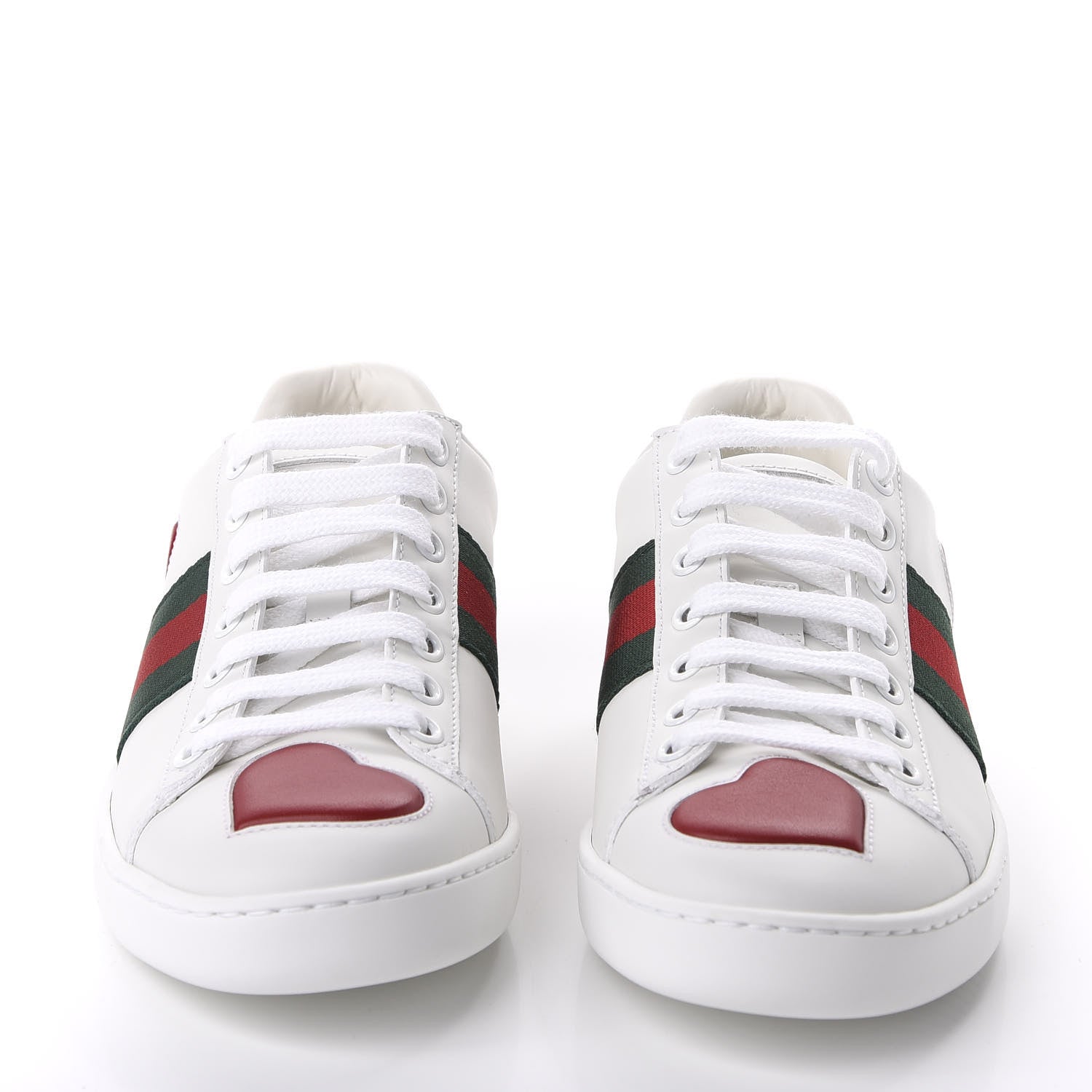 Gucci Calfskin Web Heart Embroidered Womens Ace Sneakers 36 White 2 of 9