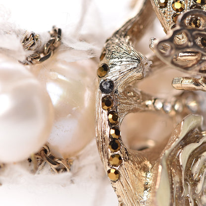 Chanel Enamel Pearl Crystal Bee CC Choker Necklace Gold 6 of 6
