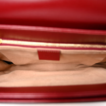 Gucci GG Supreme Monogram Azalea Calfskin Horsebit 1955 Shoulder Bag Beige Ebony New Cherry Red 5 of 9
