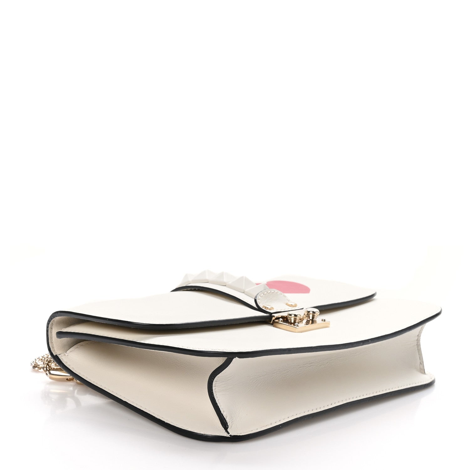 Valentino Garavani Nappa Painted Heart Medium Glam Lock Rockstud Flap White 4 of 10