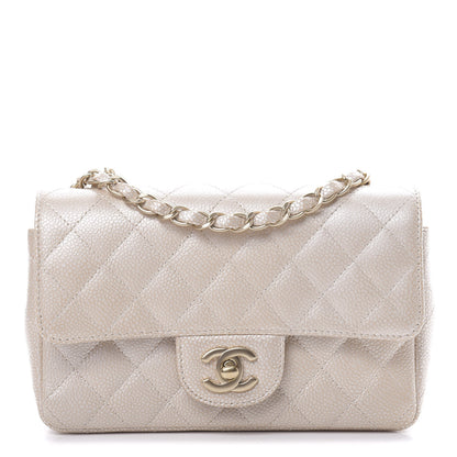 Chanel Pearly Caviar Quilted Mini Rectangular Flap Beige 1 of 11