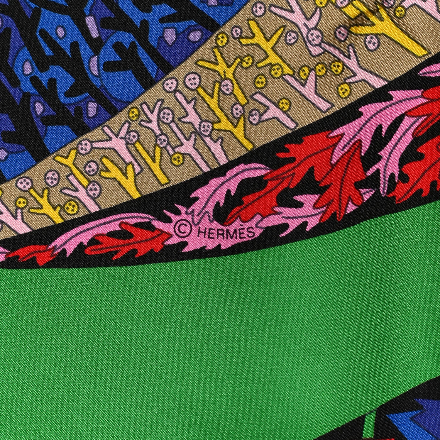 Hermes Silk A Travers Champs Scarf 90 Rose Vif Jaune Multicolor 4 of 5