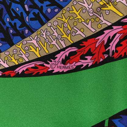 Hermes Silk A Travers Champs Scarf 90 Rose Vif Jaune Multicolor 4 of 5