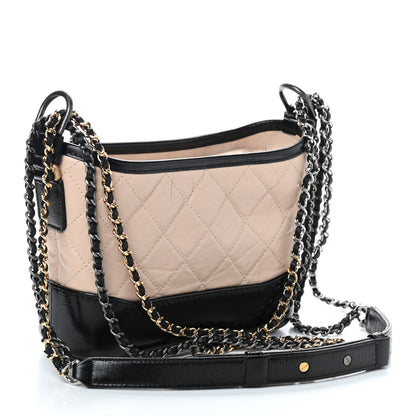 Chanel Aged Calfskin Quilted Small Gabrielle Hobo Beige Black 3 of 11
