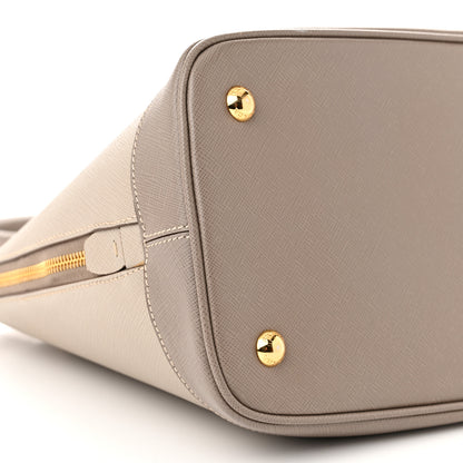 Prada Saffiano Lux Bi-Color Promenade Dome Tote Pomice Argilla 9 of 14