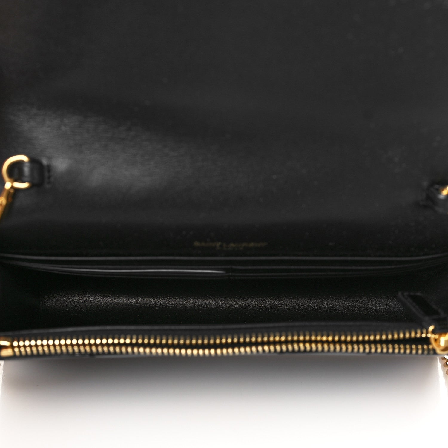Saint Laurent Patent Calfskin Matelasse Chevron Monogram Envelope Chain Wallet Black 4 of 5