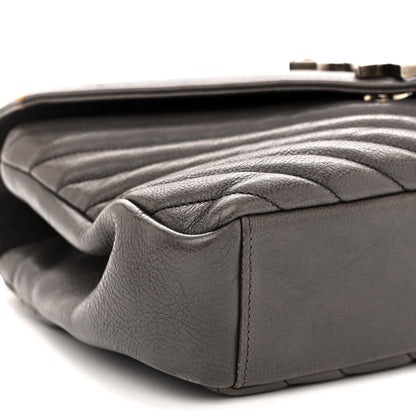 Saint Laurent Sheepskin Matelasse Chevron Monogram Medium College Bag Light Coal 8 of 12