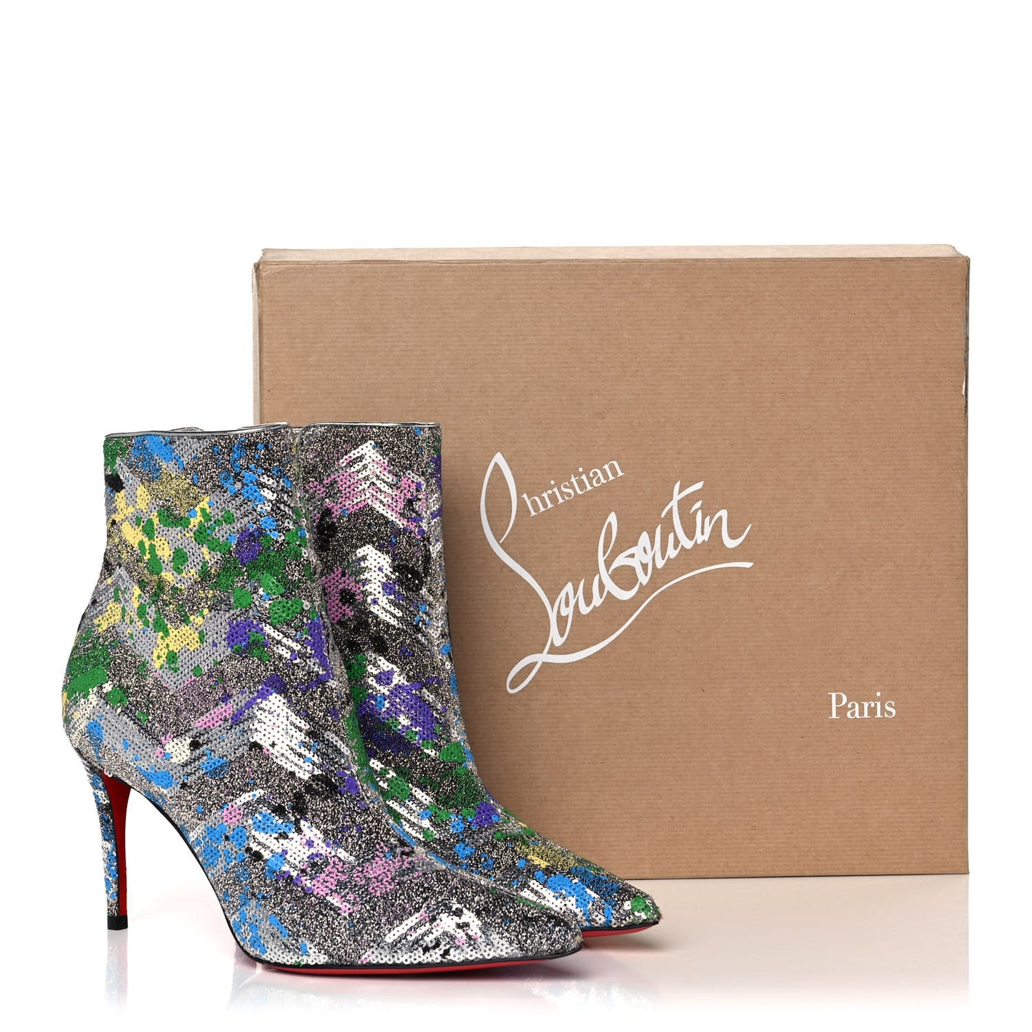Paillette Splash So Kate Booty 85 Ankle Boots 37.5 Silver Multicolor