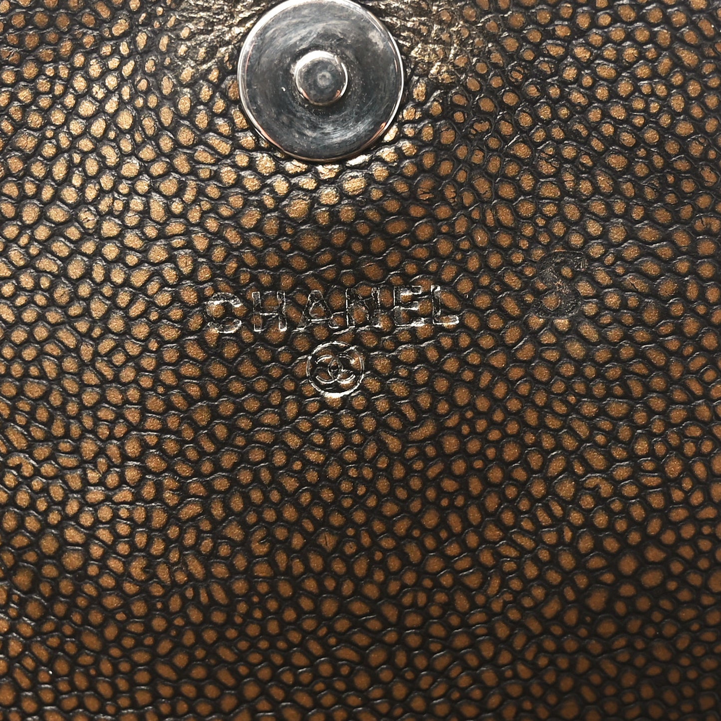 Metallic Caviar Half Moon Wallet On Chain WOC Bronze