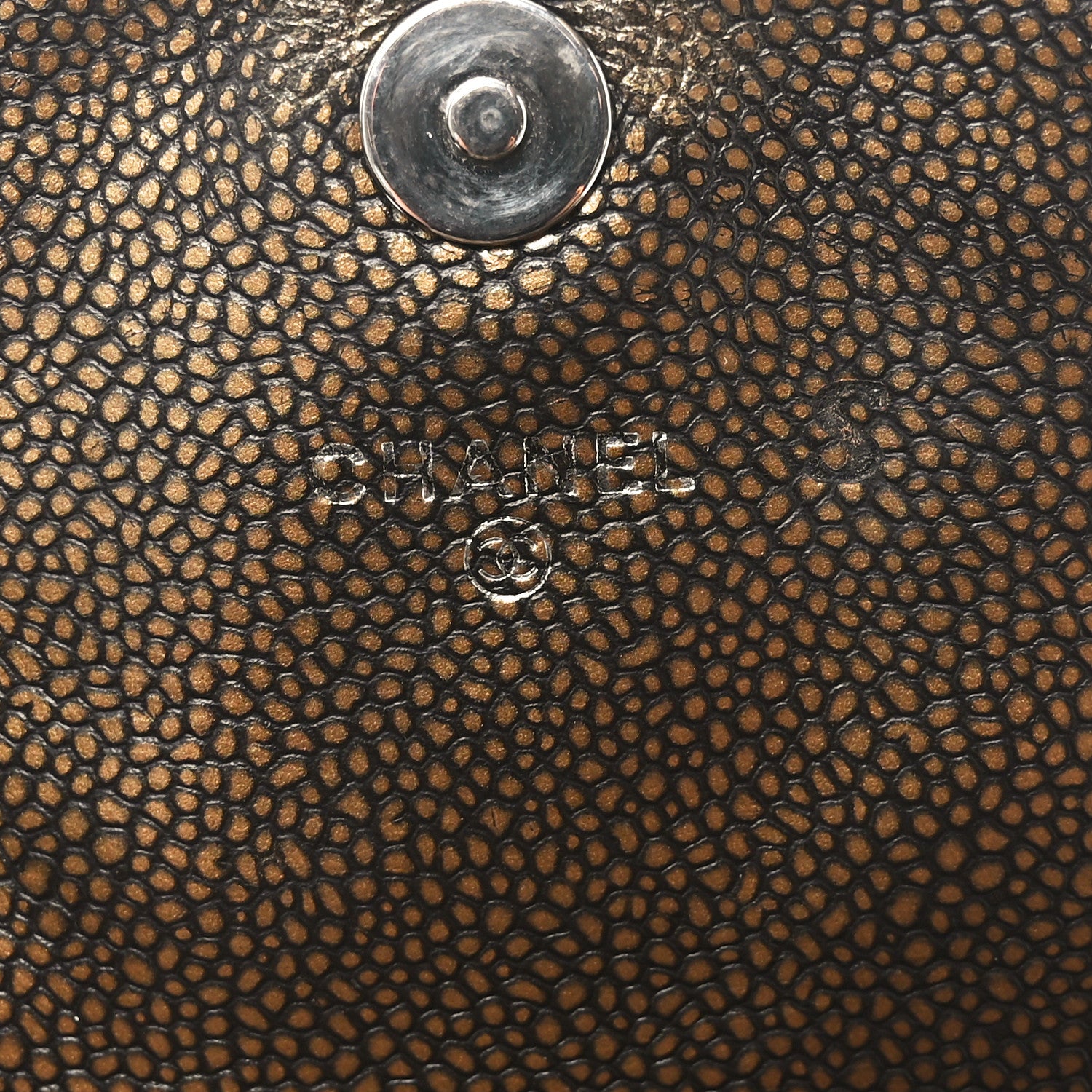 Chanel Metallic Caviar Half Moon Wallet On Chain WOC Bronze 6 of 11