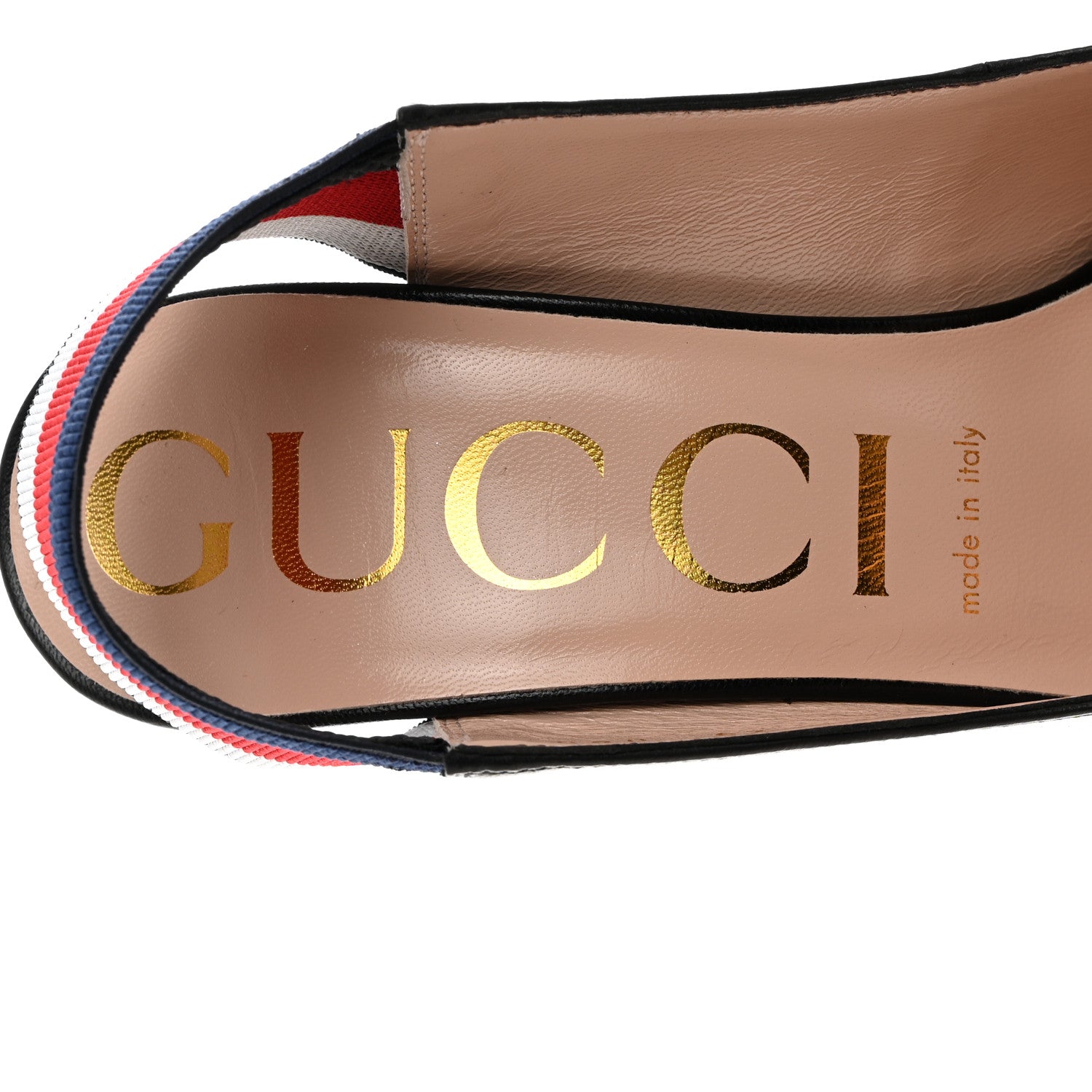 Gucci Malaga Kid Web Sylvie High Heel Slingback Pumps 39 Black 7 of 9