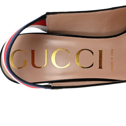 Gucci Malaga Kid Web Sylvie High Heel Slingback Pumps 39 Black 7 of 9