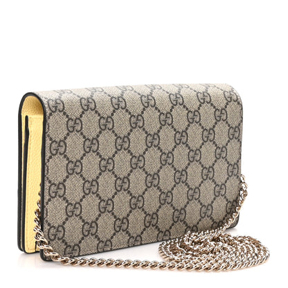 Gucci Dollar Calfskin GG Supreme Monogram Mini GG Marmont Chain Wallet Beige Light Yellow 2 of 10
