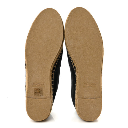 Saint Laurent Canvas Nappa Elba Light Logo Embroidered Espadrilles 38.5 Black 6 of 10