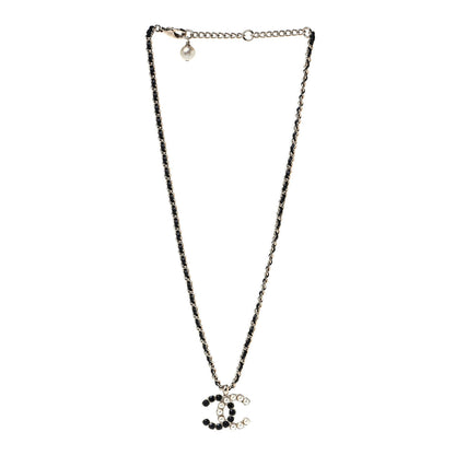 Chanel Lambskin Resin Pearl Dazzling Domino Short Necklace Gold Black 2 of 4