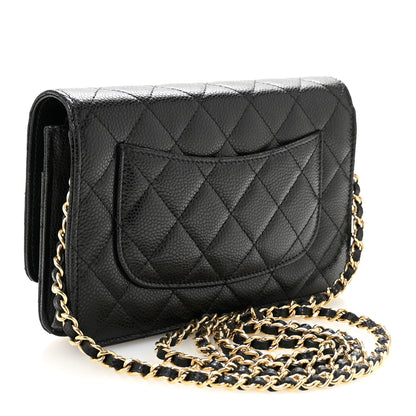 Chanel Caviar Quilted CC Turnlock Wallet On Chain WOC Black 3 of 12