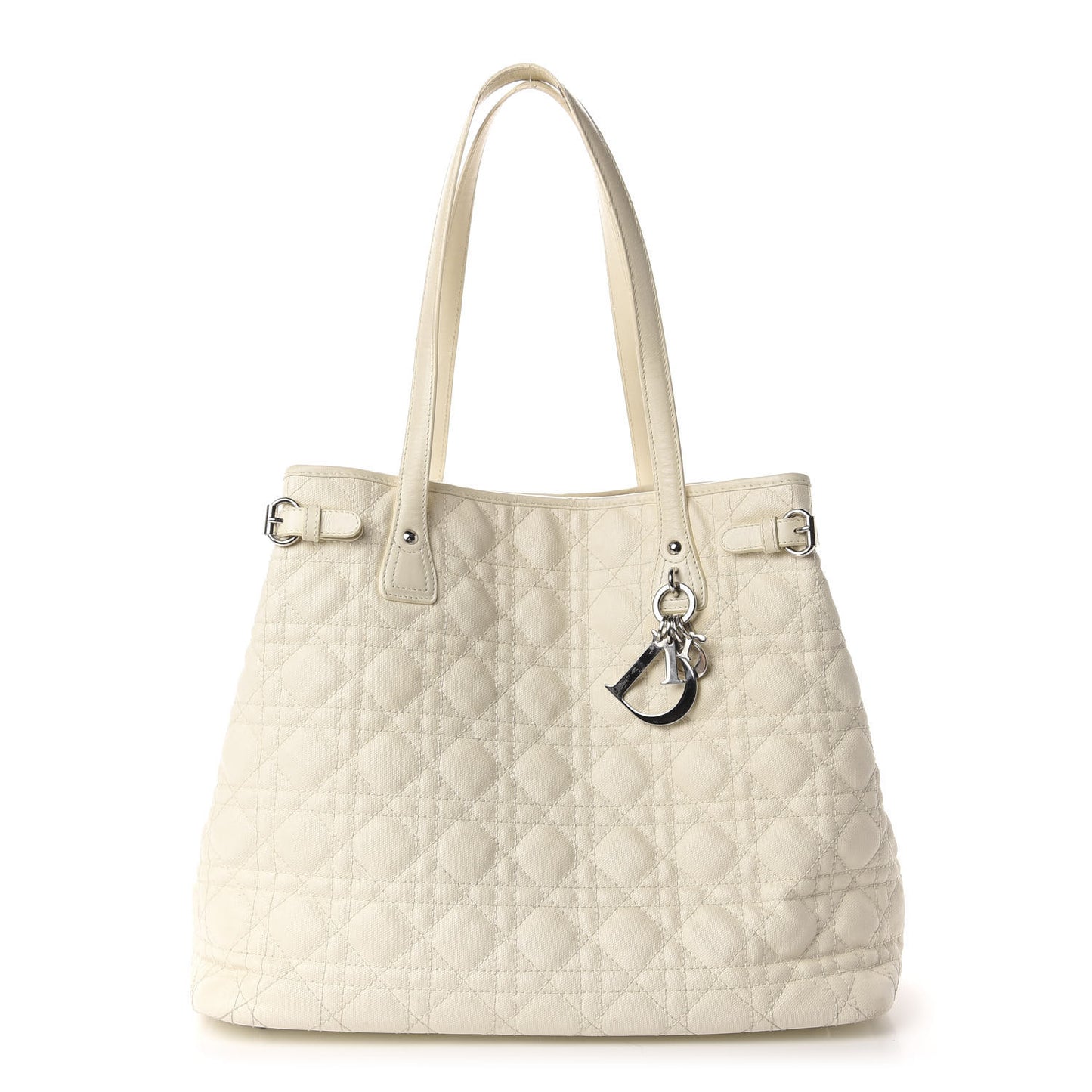 Coated Canvas Cannage Medium Panarea Tote White