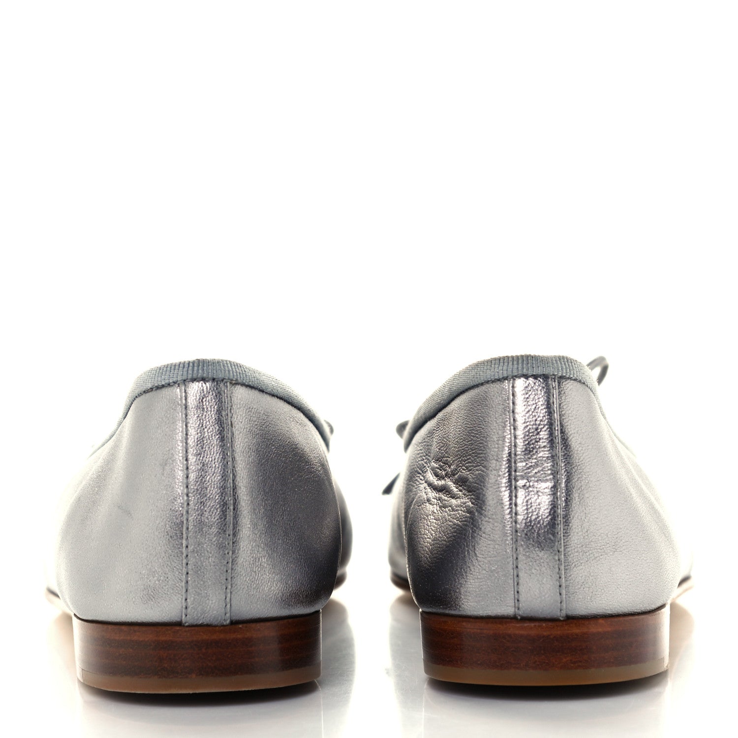 Chanel Metallic Lambskin CC Cap Toe Ballerina Flats 37 Silver 6 of 11