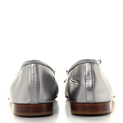 Chanel Metallic Lambskin CC Cap Toe Ballerina Flats 37 Silver 6 of 11
