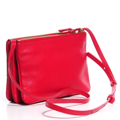 Celine Lambskin Small Trio Crossbody Bag Vermillion 3 of 7