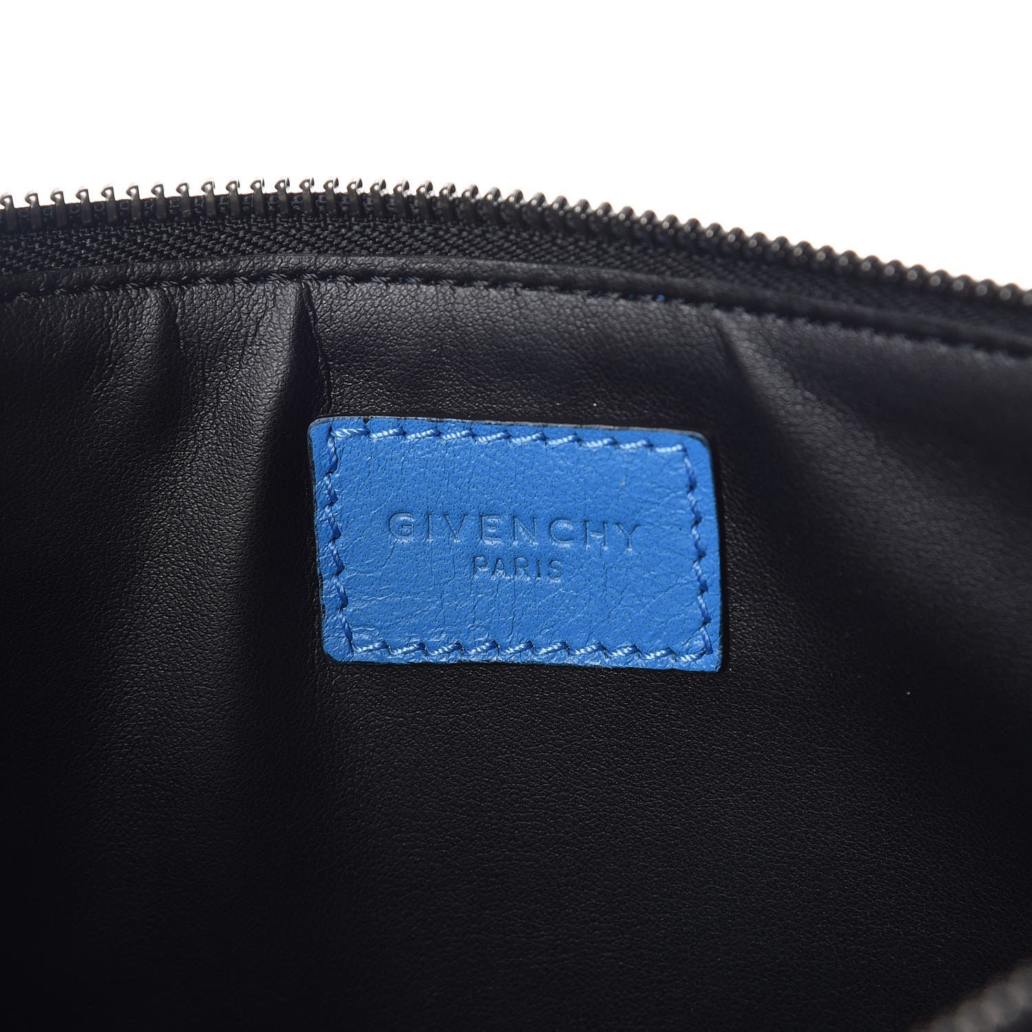 Givenchy Calfskin Logo Stripe Large Zip Pouch Electric Blue White 6 of 6