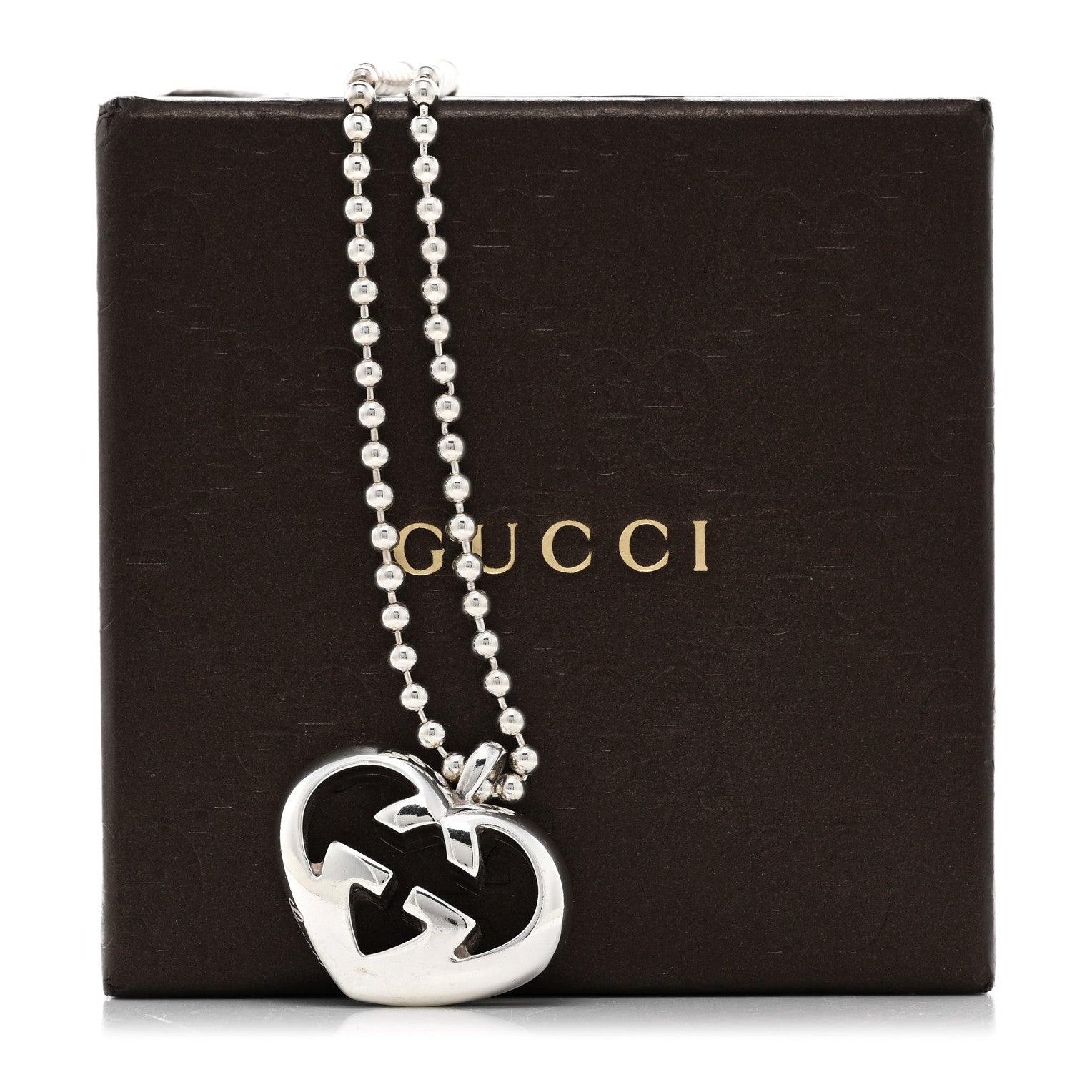 Gucci Sterling Silver Britt Heart Pendant Necklace 6 of 6