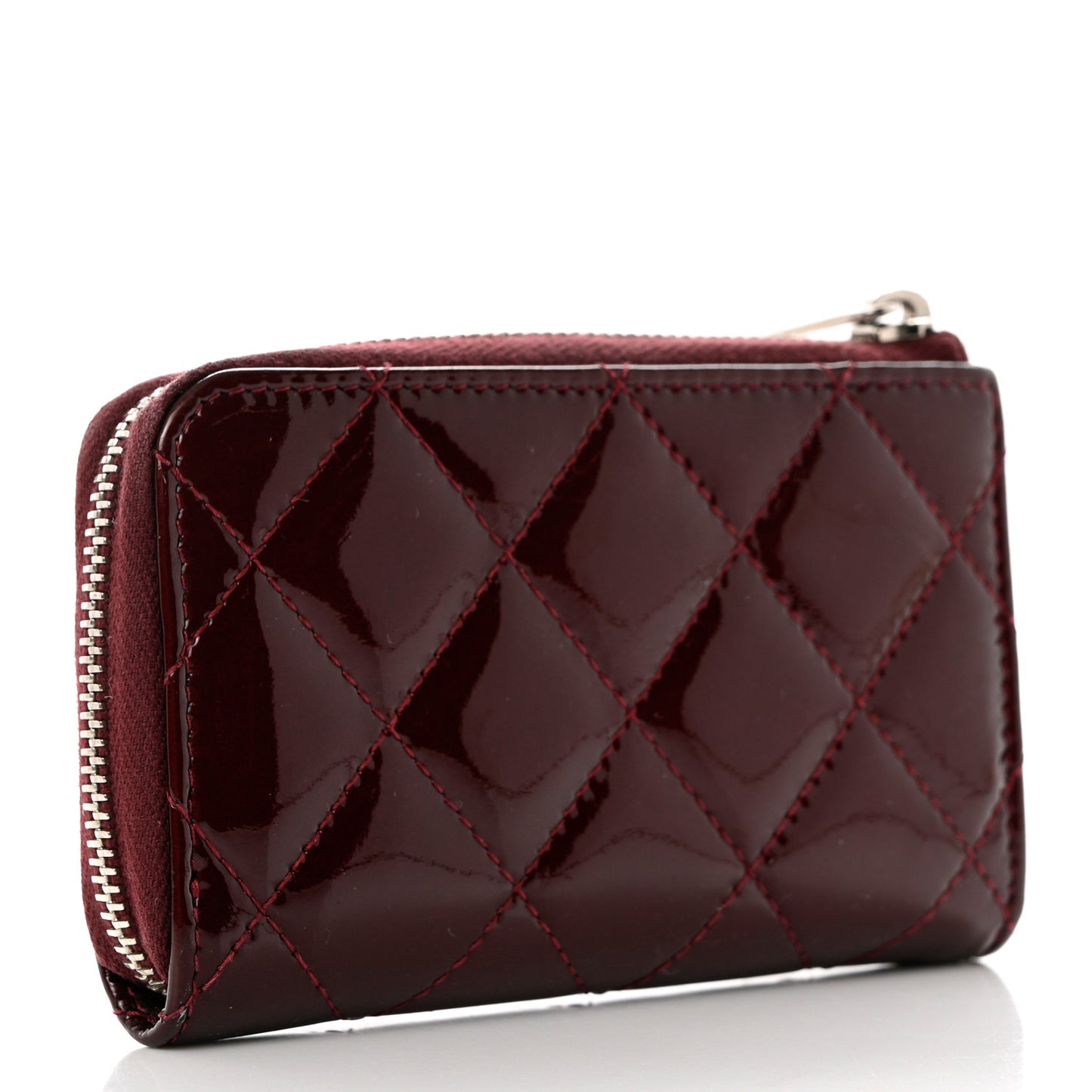 Patent Quilted Brilliant Key Holder Case Light Burgundy