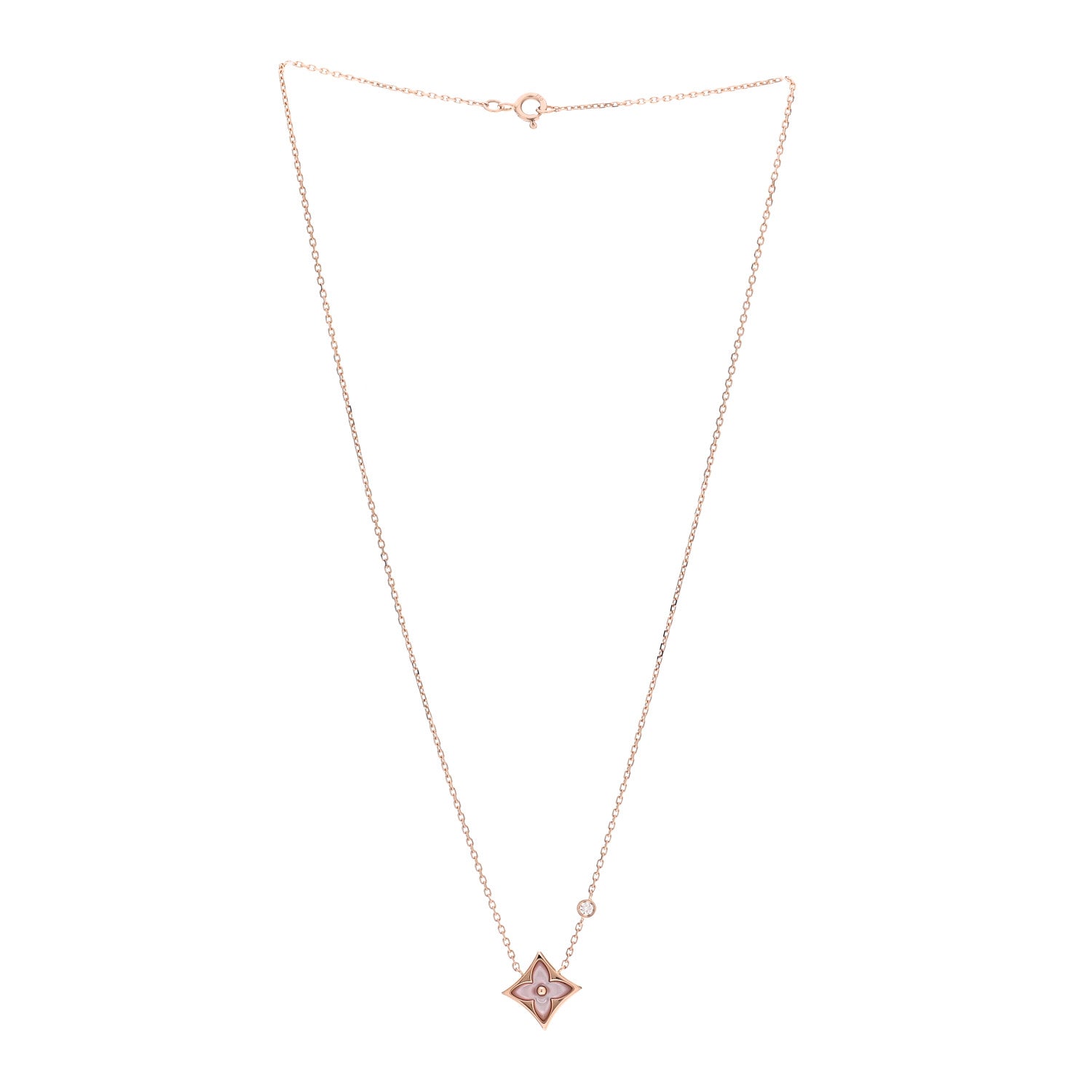 Louis Vuitton 18K Pink Gold Diamond Pink Mother of Pearl Color Blossom BB Star Pendant Necklace 3 of 5