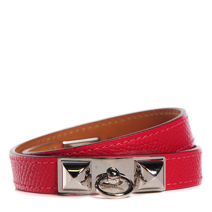 Hermes Epsom Rivale Double Tour Bracelet M Rouge Casaque 1 of 9