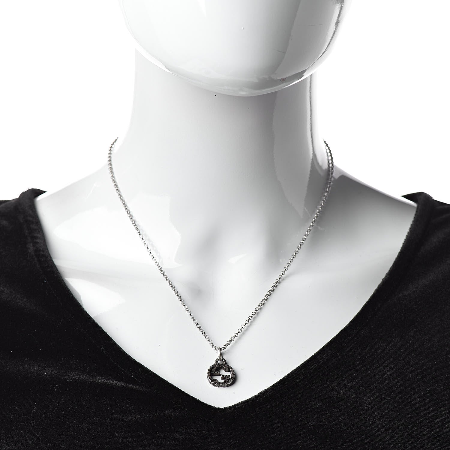 Gucci Sterling Silver Interlocking G Pendant Necklace 2 of 5