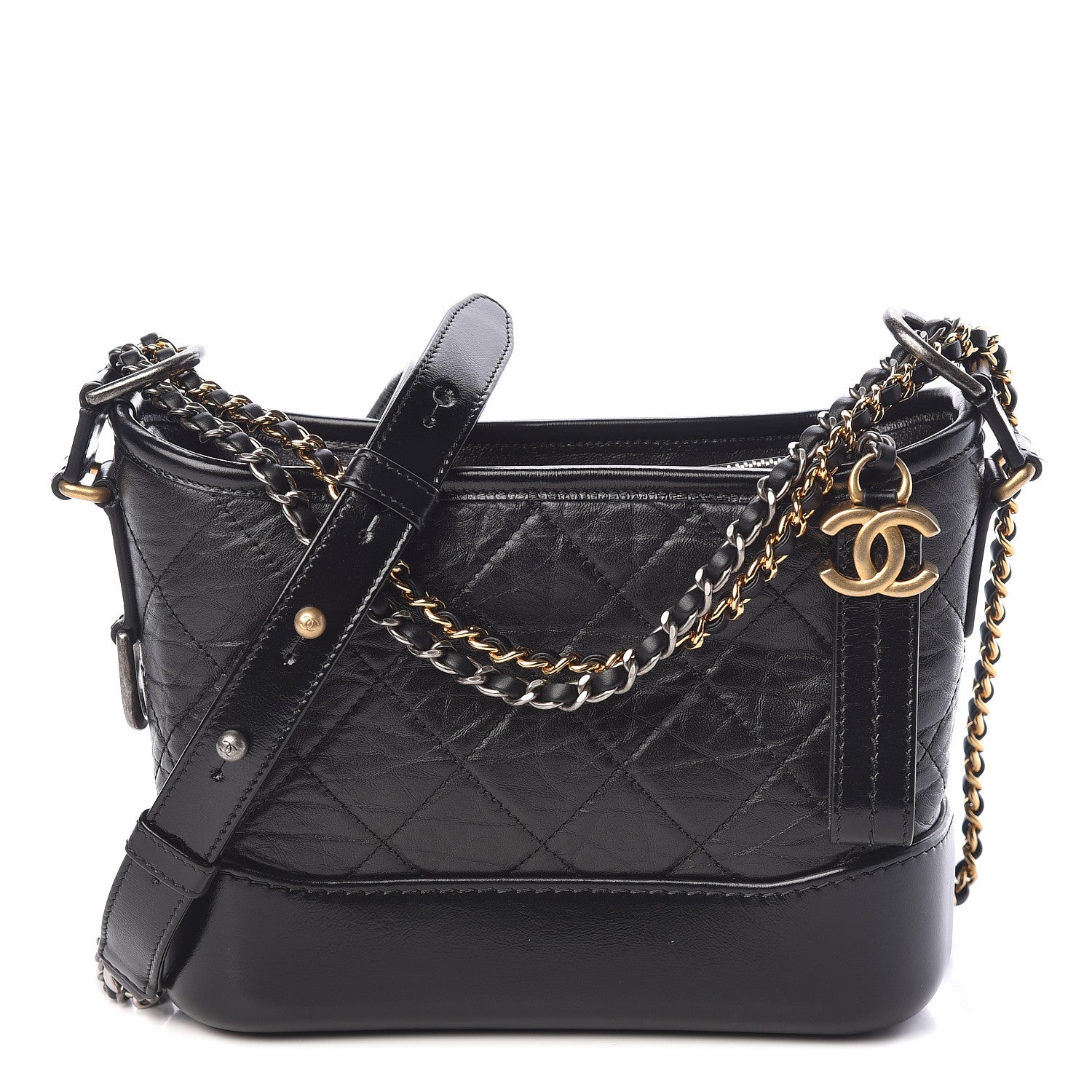 Chanel Aged Calfskin Quilted Small Gabrielle Hobo Black 1 of 10