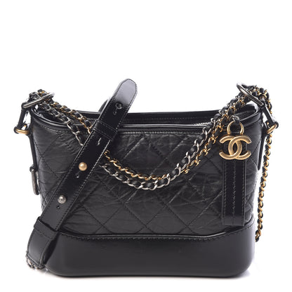 Chanel Aged Calfskin Quilted Small Gabrielle Hobo Black 1 of 10