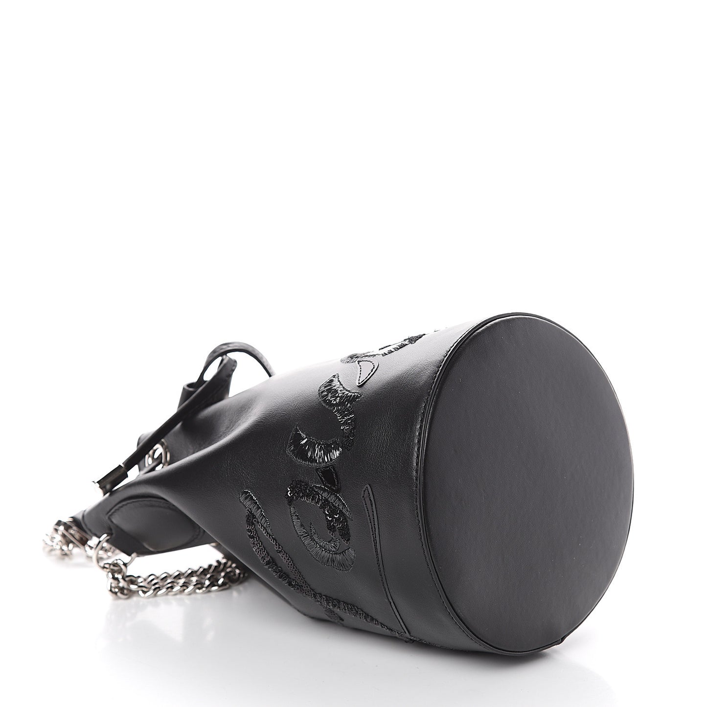 Calfskin Marie Jane Bucket Black