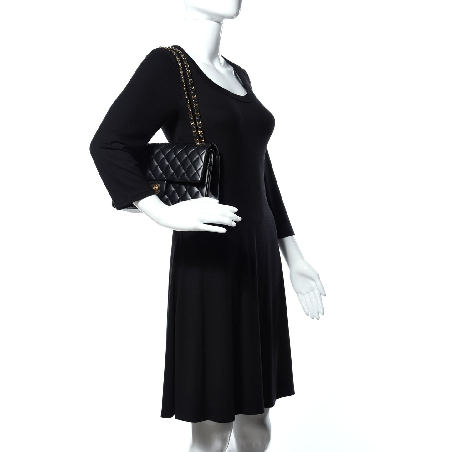 Lambskin Quilted Medium Double Flap Black