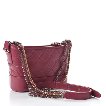 Chanel Aged Calfskin Quilted Small Gabrielle Hobo Dark Pink 3 of 10