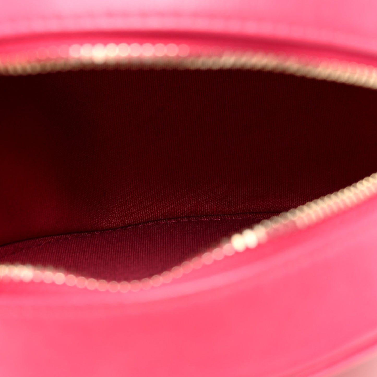 Goatskin Quilted Chanel 19 Round Clutch With Chain Dark Pink